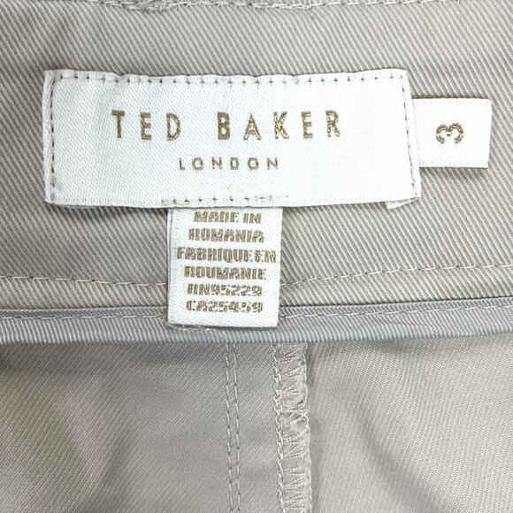 Ted Baker 3 Belted Trouser‎ Womens 8/10 Barrel Leg Ankle Belted Cuffed Tan FLAW - Picture 9 of 16